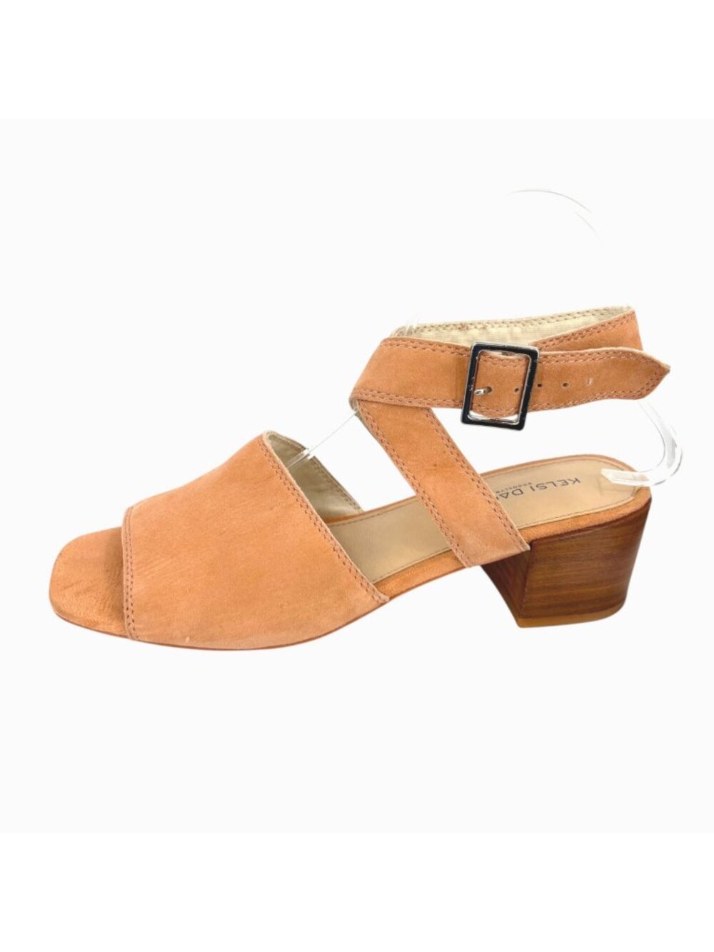 Kelsi Dagger Ankle Wrap Peach Suede Heeled Sandals Size 8 Boho Casual Minimalist
